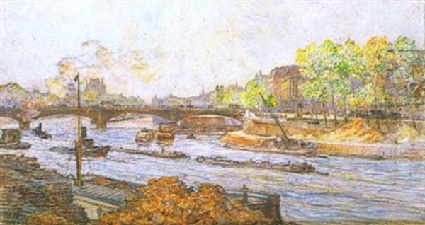 Paris, Le Quai D'orsay Oil Painting by Frederic Anatole Houbron