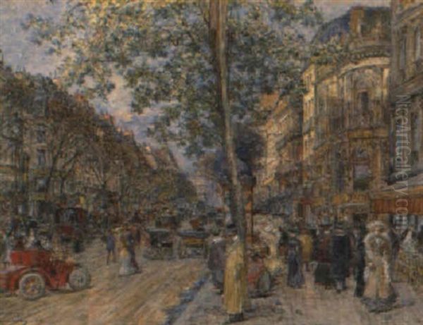 Paris, Les Grands Boulevards Oil Painting by Frederic Anatole Houbron