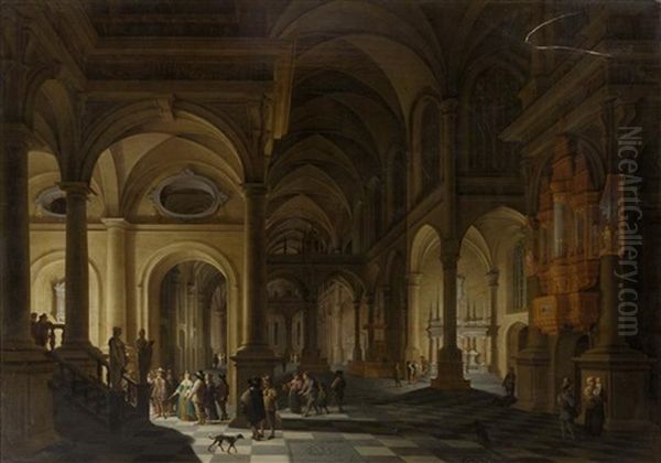 Interieur Einer Kirche Mit Figurenstaffage Oil Painting by Gerard Houckgeest