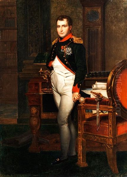 Portrait Napoleons In Seinem Arbeitszimmer, Die Rechte Hand In Der Weste, In Uniform Mit Sternorden Und Epauletten Oil Painting by Jean Benjamin Houel