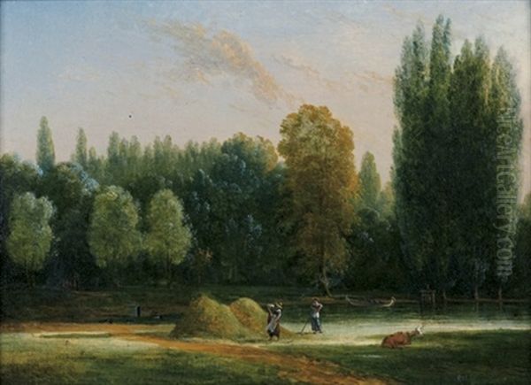 Une Scene De Fanaison Oil Painting by Jean Pierre Louis Houel