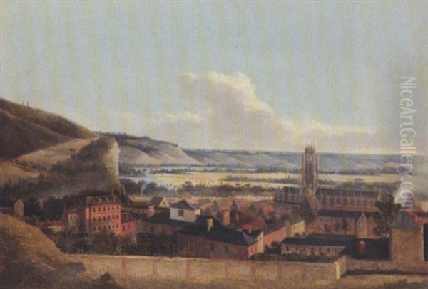 Vue D'une Ville De Normandie Oil Painting by Jean Pierre Louis Houel