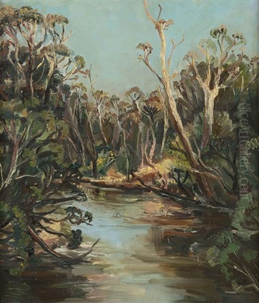 River Scene Oil Painting by Arthur Boyd Houghton