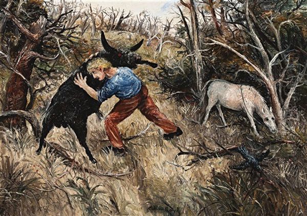 The Struggle Oil Painting by Arthur Boyd Houghton