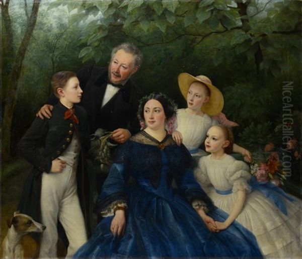 Portrait De La Famille Pureur Oil Painting by Charles Housez