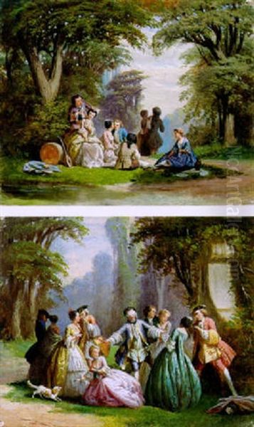 Fete Galante Oil Painting by Louis Houssot