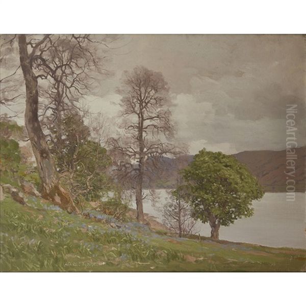 Blue-bells, Loch Fyne Oil Painting by George Houston