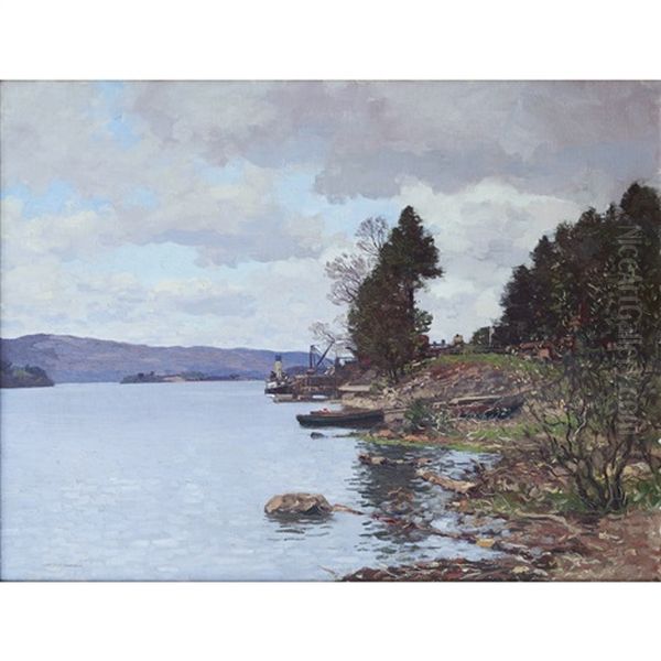 The Ferry, Port Sonachan, Loch Awe Oil Painting by George Houston