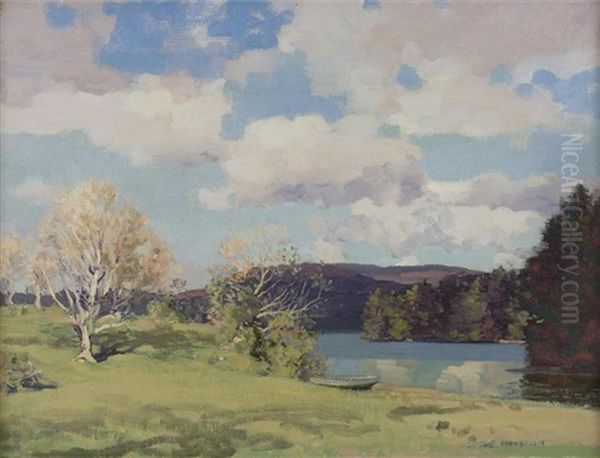 Loch Scene, Summer Oil Painting by George Houston