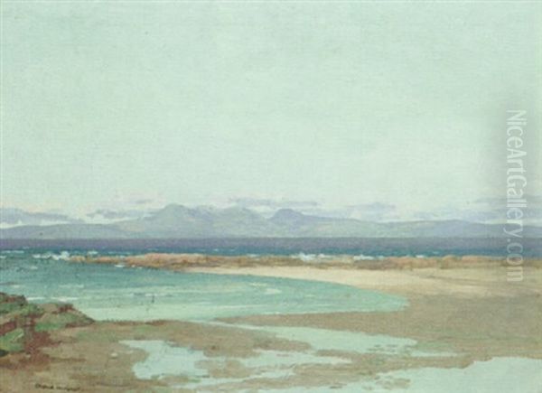 Arran From The Ayshire Coast Oil Painting by George Houston