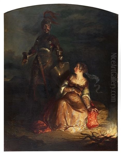 Scene From The Ballad Of The Eve Of St. John. 'now Get Thee Gone, Fainthearted Knight, Etc.' Oil Painting by John Adam P. Houston