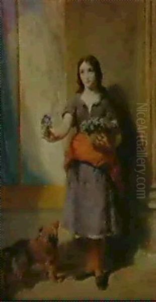 The Little Flower Seller Oil Painting by John Adam P. Houston