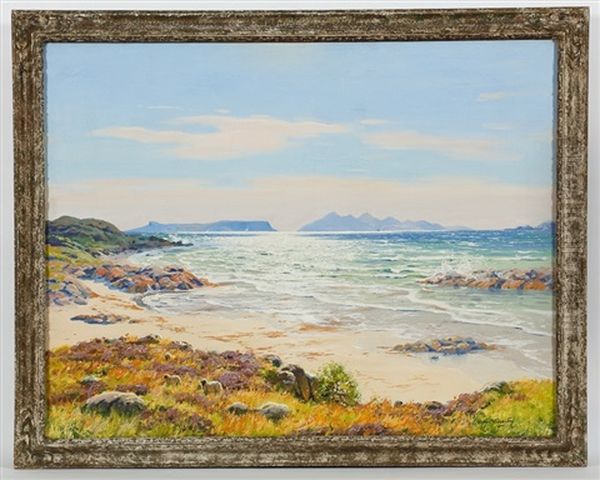 A View Of Rum And Eigg Oil Painting by Robert Houston