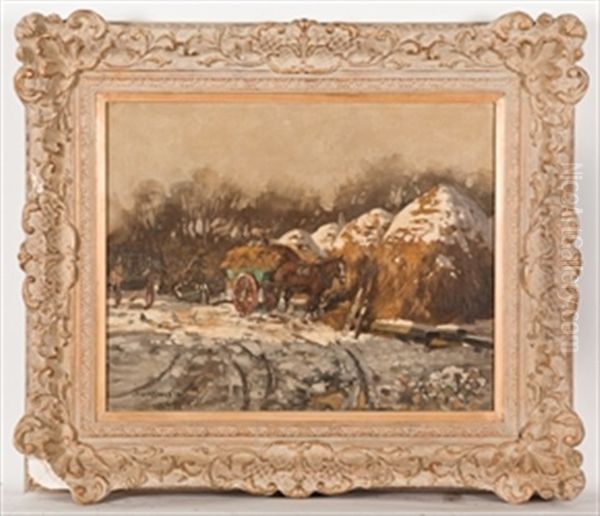 Snow-topped Haystacks Oil Painting by Robert Houston