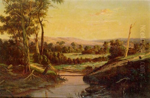 Diamond Creek, Victoria Oil Painting by Henricus Leonardus Van Den Houten