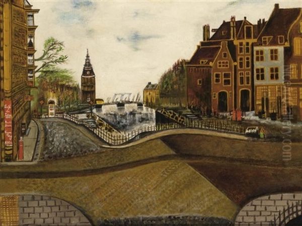 Gezicht Op Een Gracht (oude Schans Met Montelbaanstoren) Oil Painting by Sipke Houtman