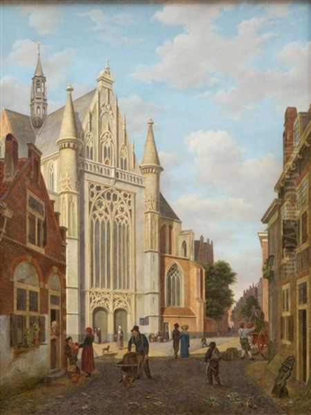 A Capriccio View Of The Hooglandse Kerk In Leiden Oil Painting by Bartholomeus Johannes Van Hove