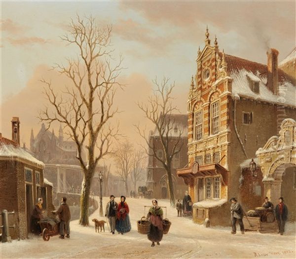 Stadt An Einer Gracht by Bartholomeus Johannes Van Hove