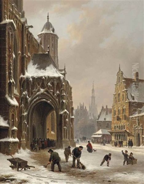 A Capriccio View Of The Stevenskerk, Nijmegen Oil Painting by Bartholomeus Johannes Van Hove