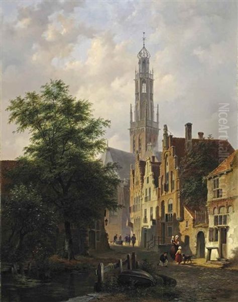 A View Of The Bakenesserchurch, Haarlem Oil Painting by Bartholomeus Johannes Van Hove