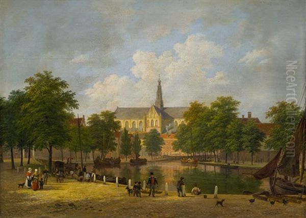 Haarlem Mit Blick Auf St. Bavo Oil Painting by Bartholomeus Johannes Van Hove