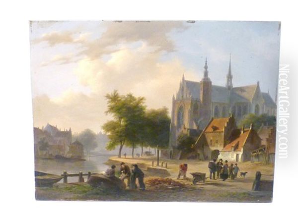 Vue De Ville Animee Oil Painting by Bartholomeus Johannes Van Hove