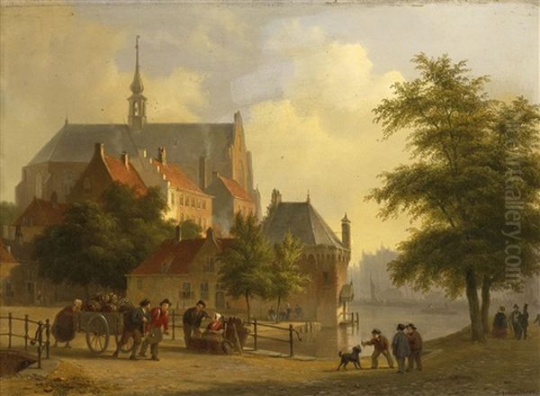 Partie In Einer Hollandischen Stadt by Bartholomeus Johannes Van Hove