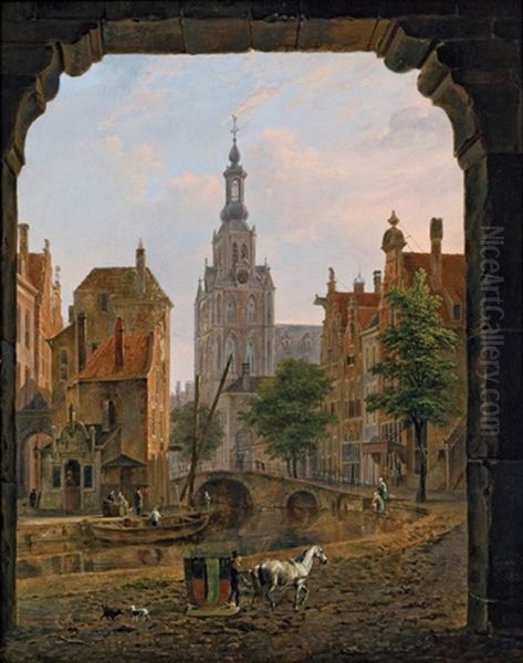 Hollandische Stadtansicht Oil Painting by Bartholomeus Johannes Van Hove