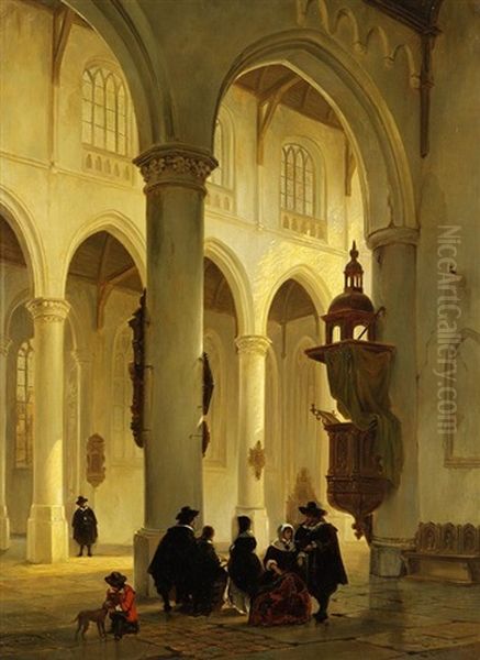 Das Innere Der Groote Kerk Von Den Haag Oil Painting by Bartholomeus Johannes Van Hove