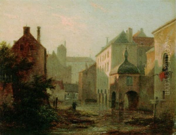 A View Of A Town In Summer Oil Painting by Bartholomeus Johannes Van Hove