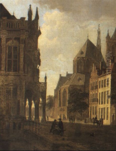 A Capriccio View Of The Hague Oil Painting by Bartholomeus Johannes Van Hove