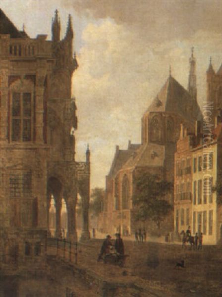 A Capriccio View Of The Hague Oil Painting by Bartholomeus Johannes Van Hove