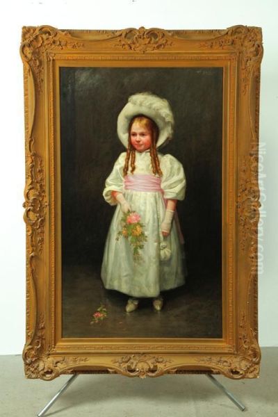 Portrait Of A Young Girl Attributed Oil Painting by William Barr