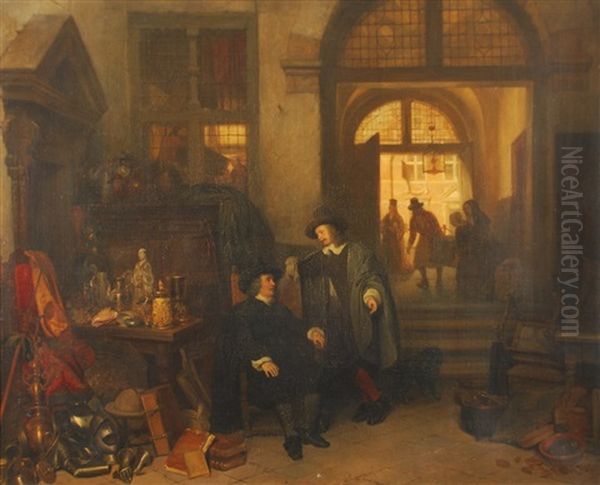 Le Cabinet De Curiosite Oil Painting by Hubertus van Hove