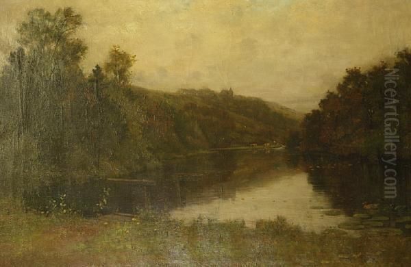 River Landscape Oil Painting by William Barr