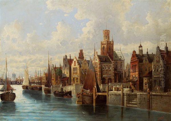 Ansicht Von Amsterdam Oil Painting by Hubertus van Hove