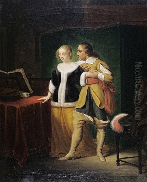 Het Aanzoek Oil Painting by Hubertus van Hove