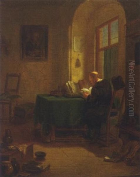 Scholarly Activities Oil Painting by Hubertus van Hove