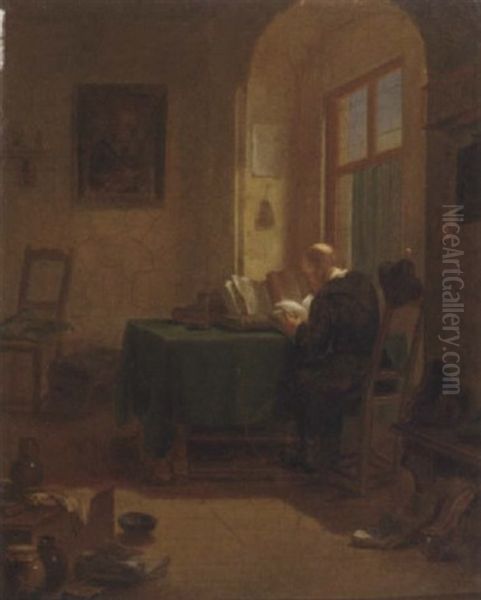 Scholarly Activities Oil Painting by Hubertus van Hove