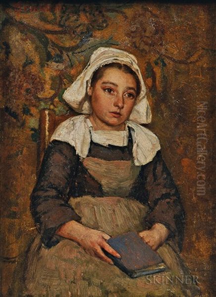 Enfant A La Lecture Oil Painting by Thomas Hovenden