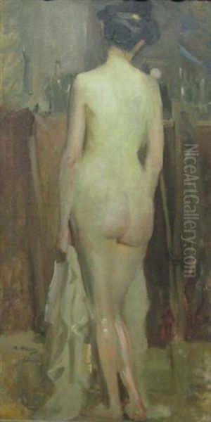 Etude De Nu Feminin (study) Oil Painting by Julia Beatrice How