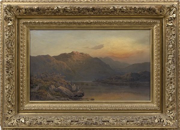 Sunset Llyn- Creiganen Near Dolgelly, 
North Wales Oil Painting by George (9th Earl of Carlisle) Howard