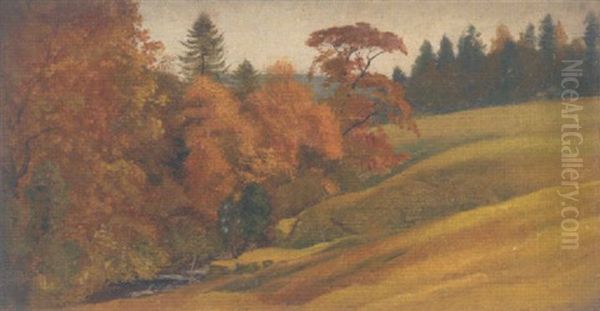 Wooded Landscape Oil Painting by George (9th Earl of Carlisle) Howard