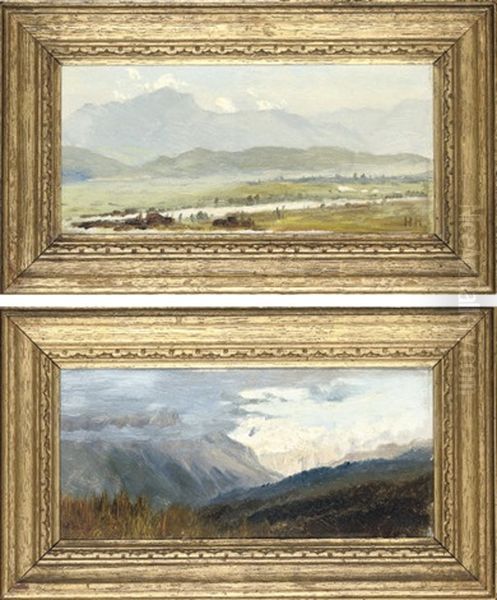 The Valley Of The Inn (+a Stormy Evening Near Cortina, 2 Works) Oil Painting by Henry Howard