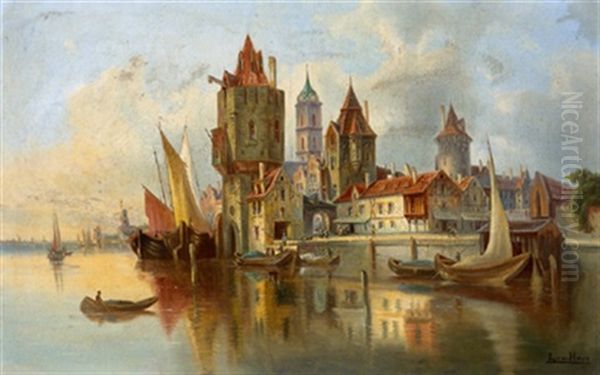 Hafenansicht Oil Painting by L. van Howe