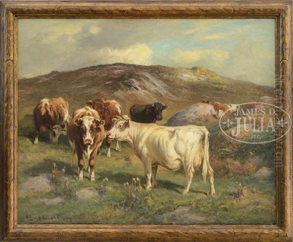 Cows Grazing Oil Painting by William Henry Howe