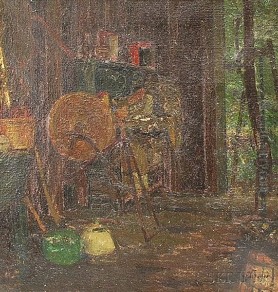 Workshop Or Barn Interior Oil Painting by William Henry Howe