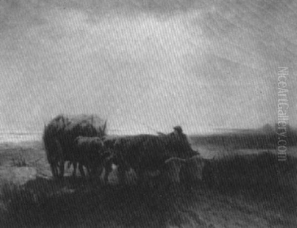 Hauling Seaweed, Blackhall Beach Oil Painting by William Henry Howe