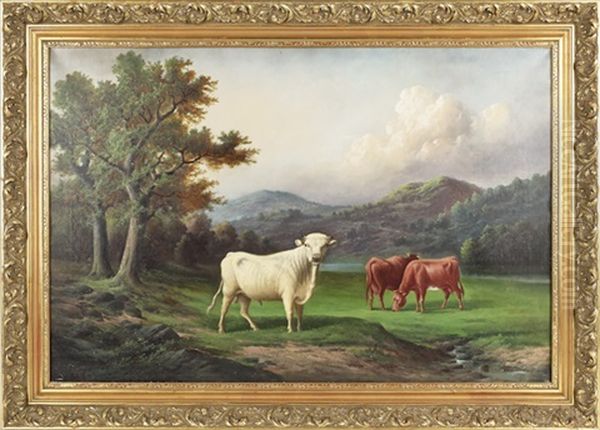 Landscape With Cows Oil Painting by Edward A. Howell