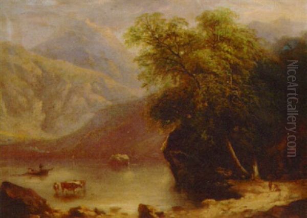 On The Dargle, County Wicklow, From The Powerscourt Estate Oil Painting by William Howis